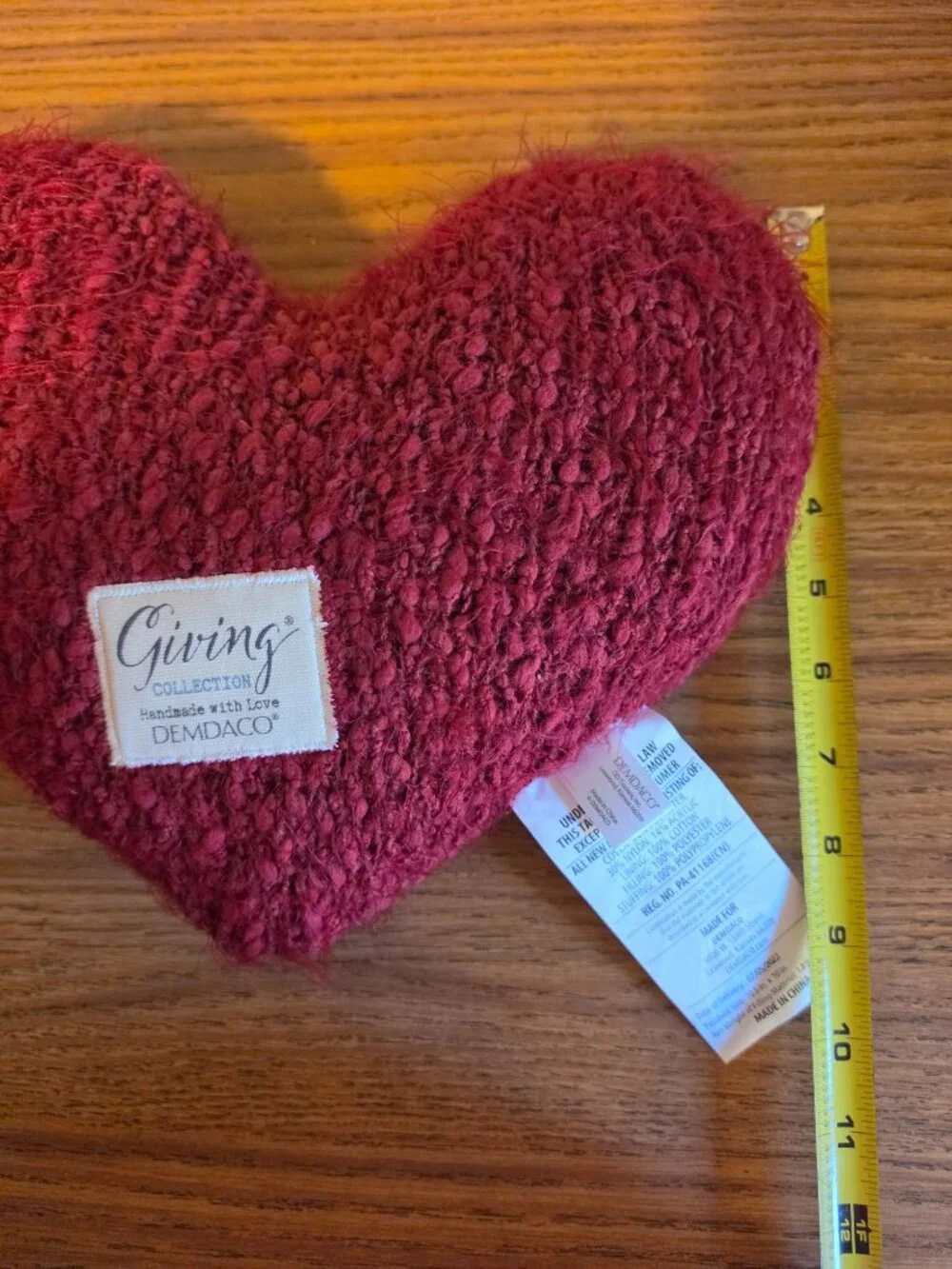 DEMDACO Giving Collection Burgundy Knit Weighted Heart Pillow 1.8 lbs
